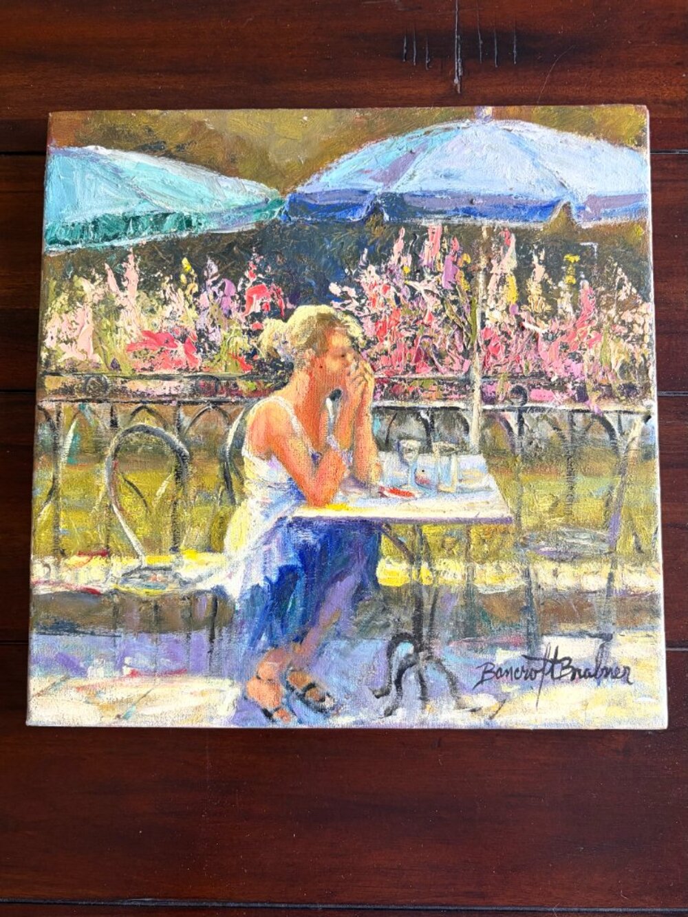 Original Impressionist Oil Painting Cafe Isle Sur La Sorgue Bancroft Brabner